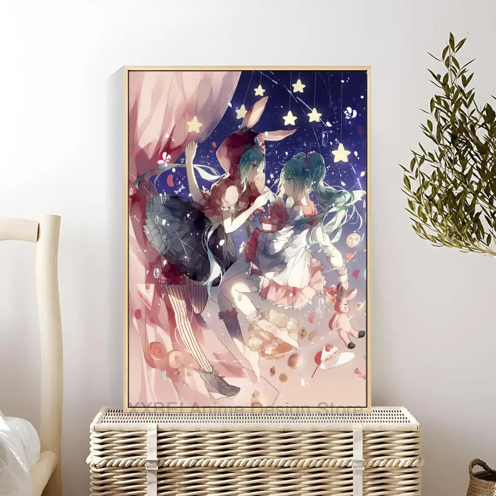 Virtual Idol H-Hatsunes M-MikU Poster Modern Art Mural Indoor Wall Sticker Bedroom Bedside Display Decorative Painting