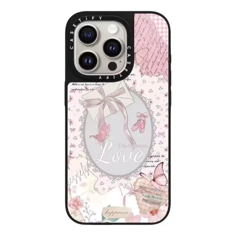 Romantic Butterfly Love Letter Mirror Phone Case Cute Design Compatible with iPhone 16 pro Max
