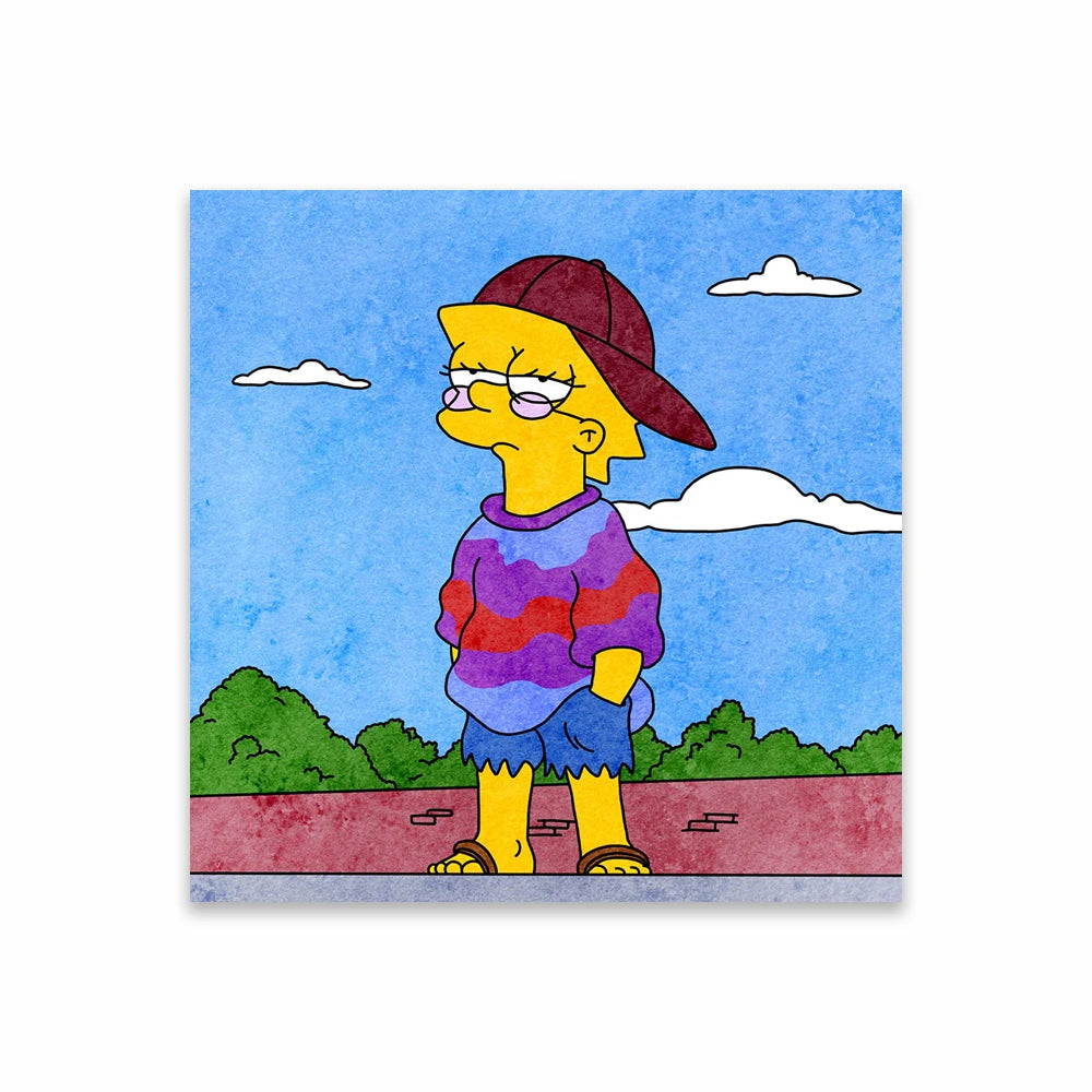 The Simpsons Poster Disney Watercolor Illustration Print Wall Art Prints Cartoon Family Love Canvas Painting Kids Bedroom Decor