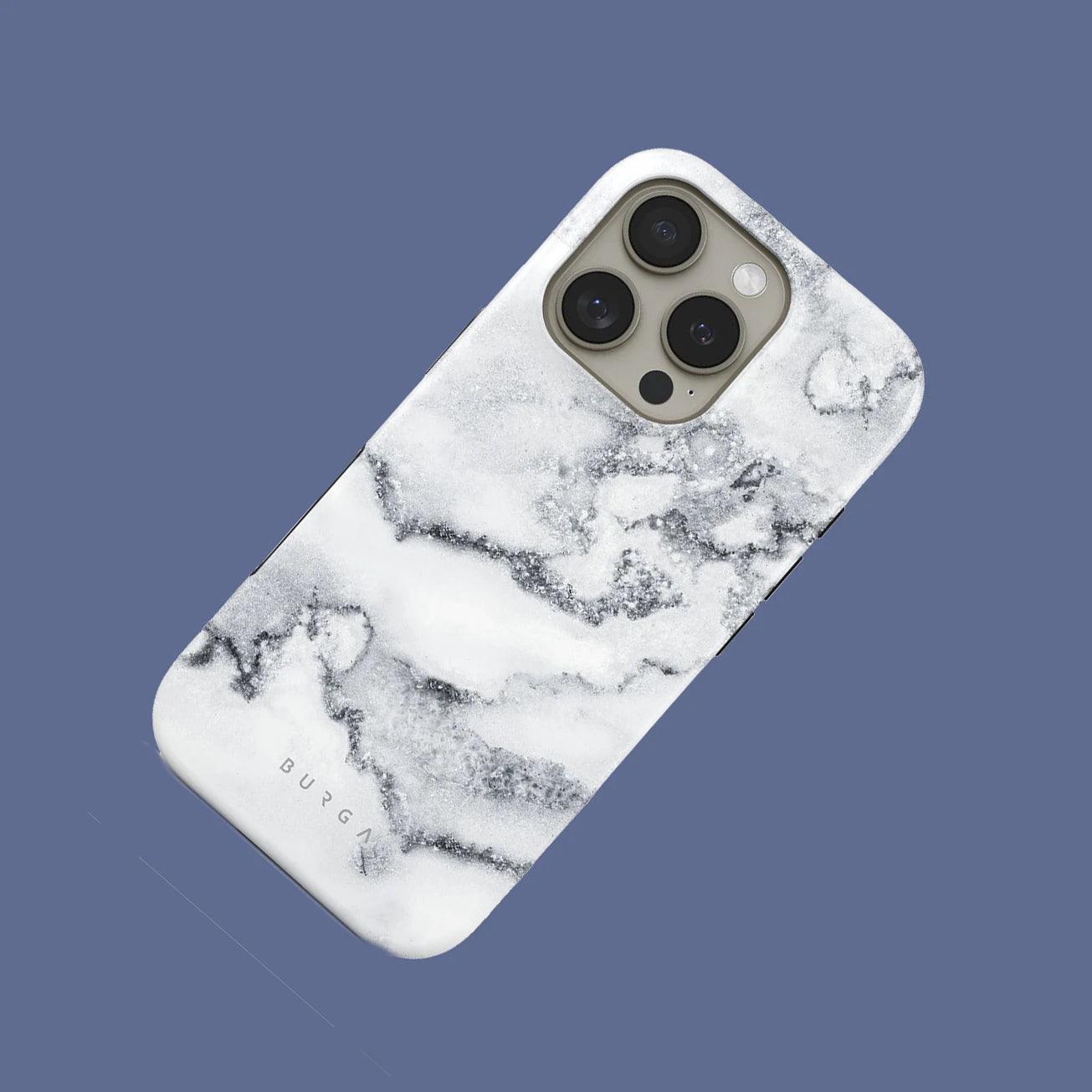 White Winter Classy BURGA Marble Phone Case for iPhone 16 15 14 13 12 11 X XS XR XSMAX 7 8 Pro Max Plus Double-layer Back Cover