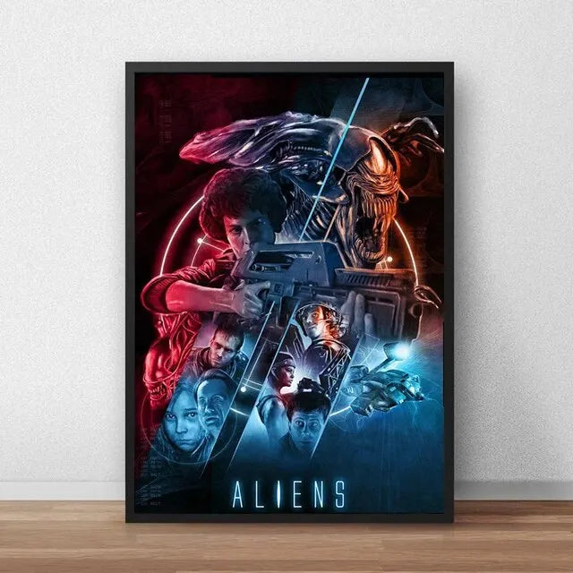 Classic Sci-Fi Alien Movie Poster, Retro Style Canvas Painting, Astronaut Space Print, Ideal Wall Art for Home Room Decoration