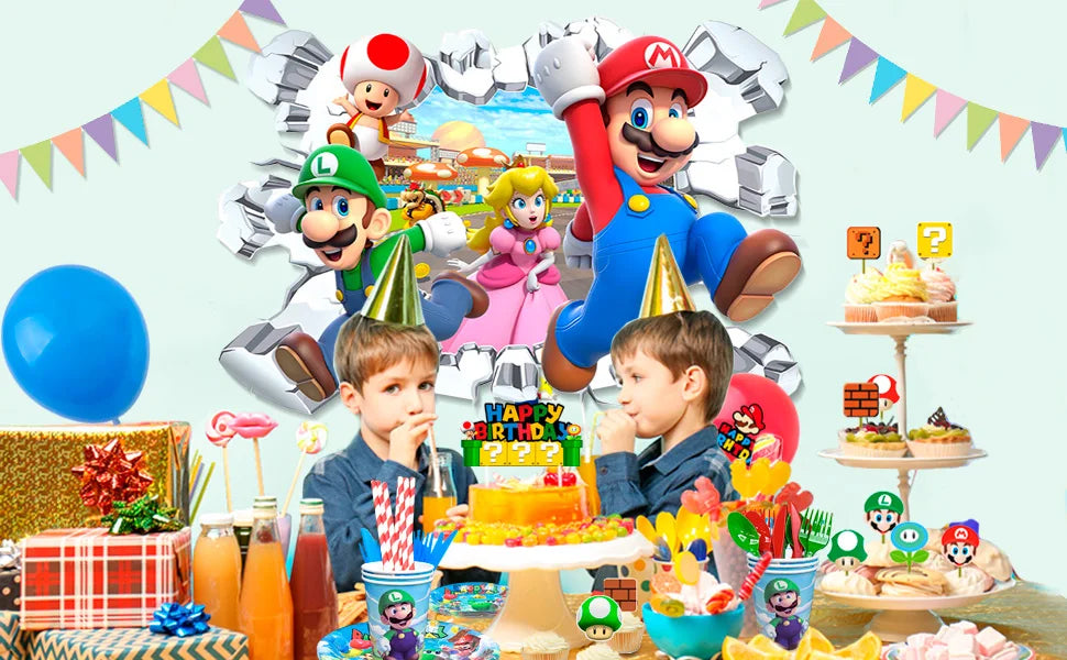 Mario Wall Stickers, 1 Pcs Decal for Party Decorations or Huge Posters for Boys Room Nursery Livingroom and Door (14'' x 23.2'')
