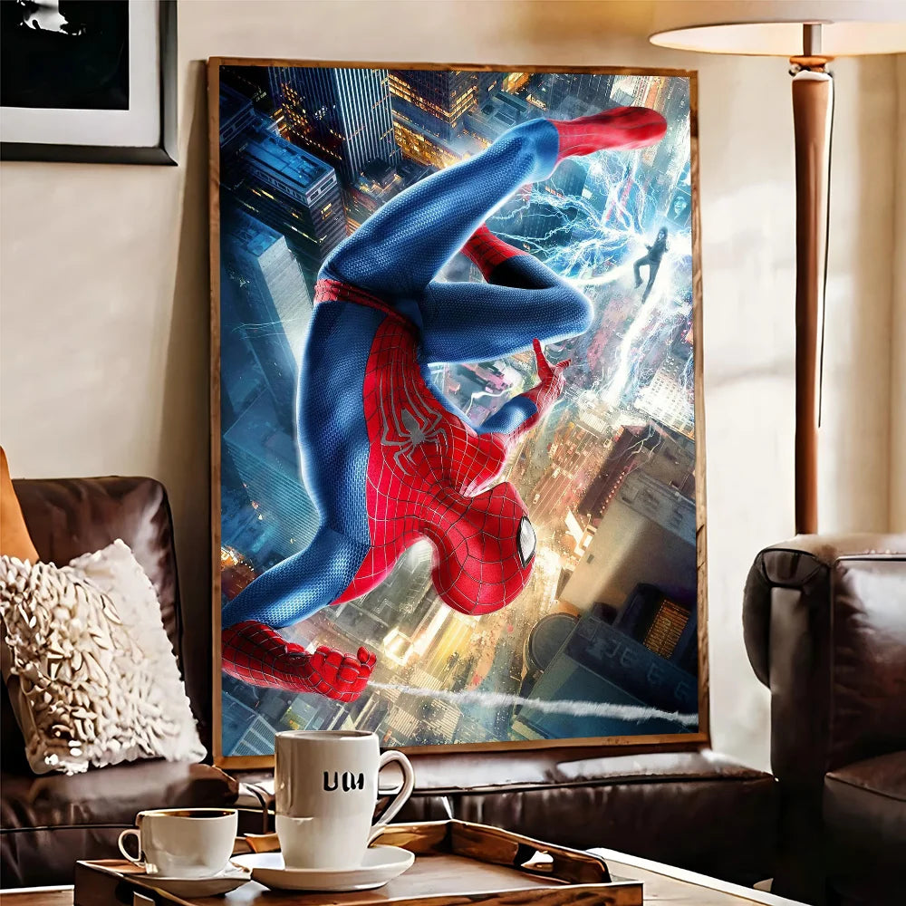 TOMY Spiderman Anime Posters Sticky HD Quality Wall Art Retro Posters For Home Room Wall Decor