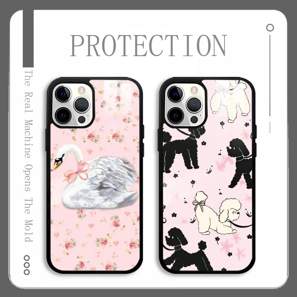 Wildflower Swan Rabbit Dog Phone Case For IPhone 16 15 14 13 12 11 Pro Xs Max Mini Plus Celulares Hard Funda