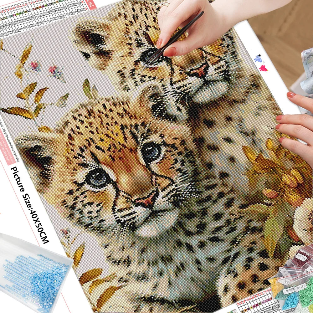 HUACAN Full Square Round Diamond Painting Tiger Cross Stitch Embroidery Mosaic Animal Rhinestones New Arrival Home Decor