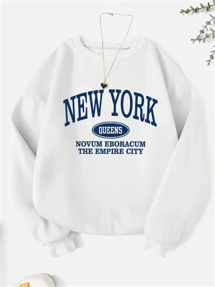 New In Hoodies NEW YORK Print Sweatshirts Women Letter Printed Round Neck Hoodie Casual and Fashionable Winter Women's Pullover
