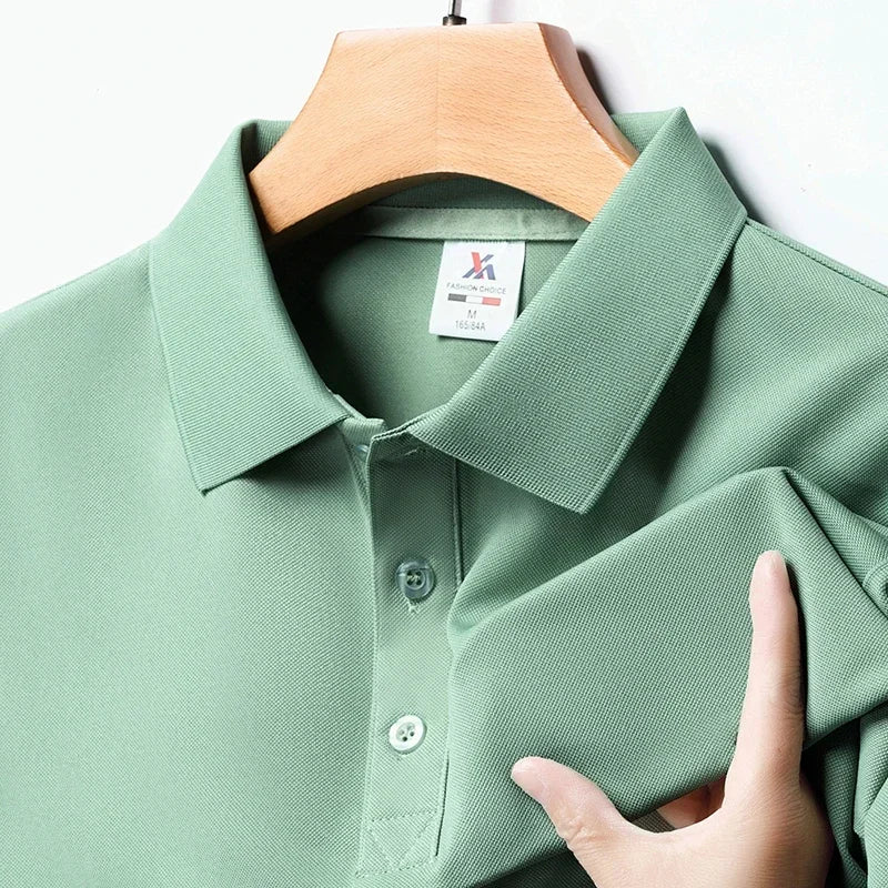 New Men's Fashion Solid Short Sleeved Polo Shirt Summer Breathable Comfortable Top