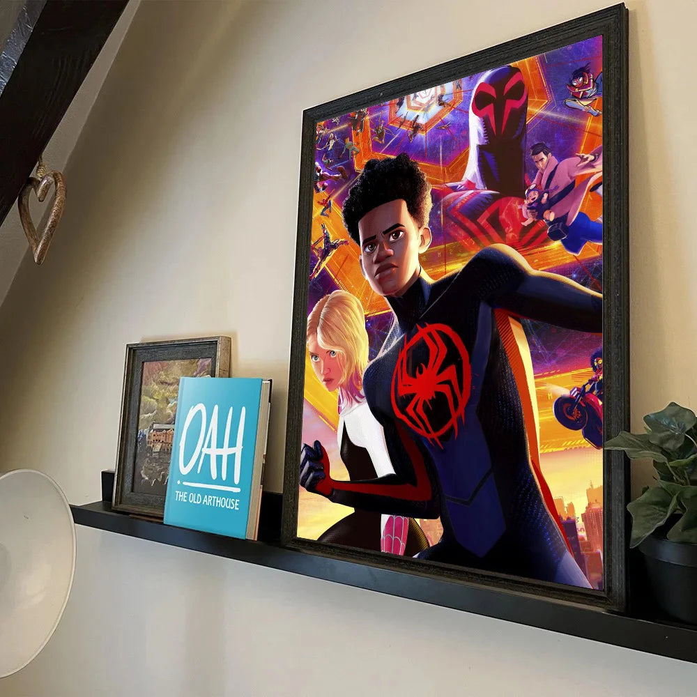 1pc D-Disney S-Spider Man Across The Spider Verse Poster Self-adhesive Art Waterproof Paper Sticker Wall Decor