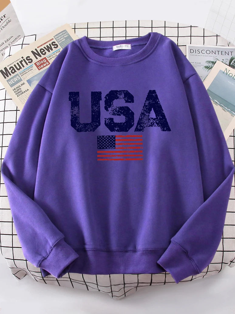 USA Letters American Flag Stars And Stripes Women Hoody Street Oversize Hoodies Personality Warm Hoodie hip hop Soft Clothes