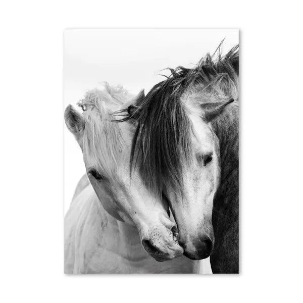 Horse Black and White Photo Poster, Rustic Farm Wall Art, Animal Prints, Canvas Painting Picture, Ideal for Home Room Wall Decor