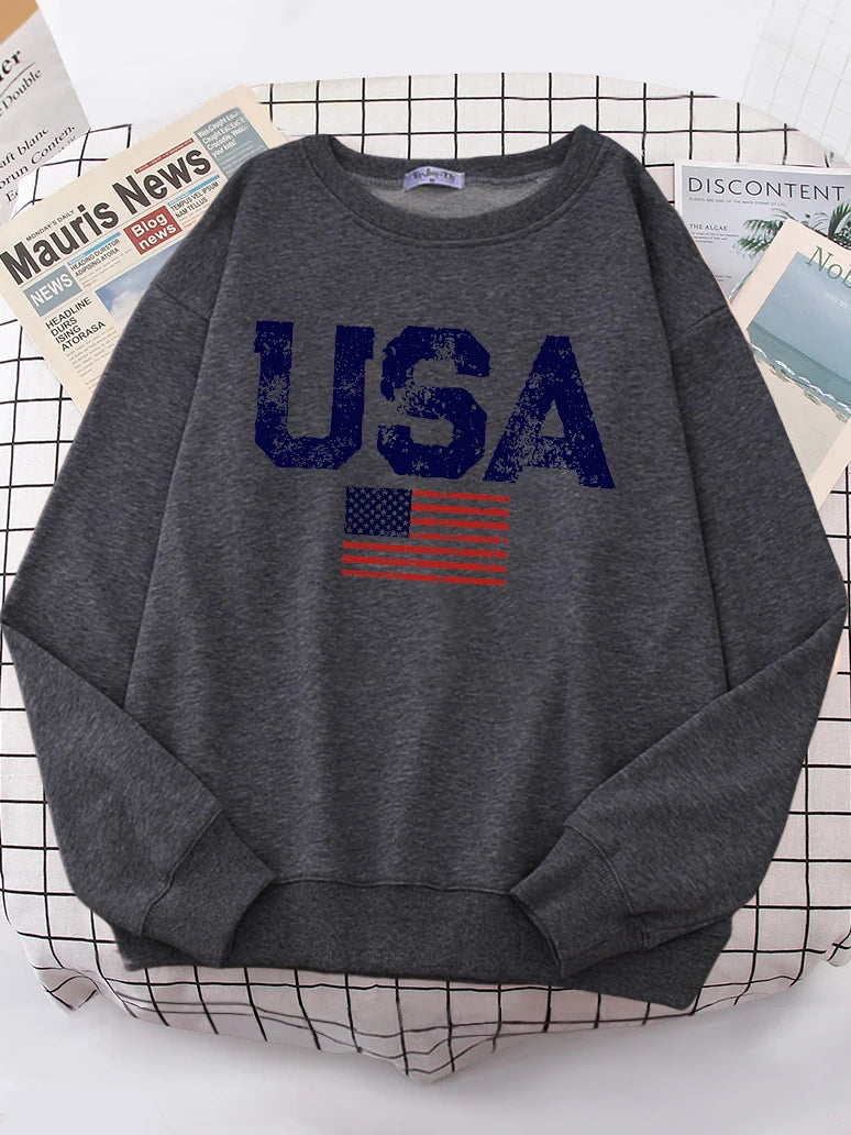 USA Letters American Flag Stars And Stripes Women Hoody Street Oversize Hoodies Personality Warm Hoodie hip hop Soft Clothes