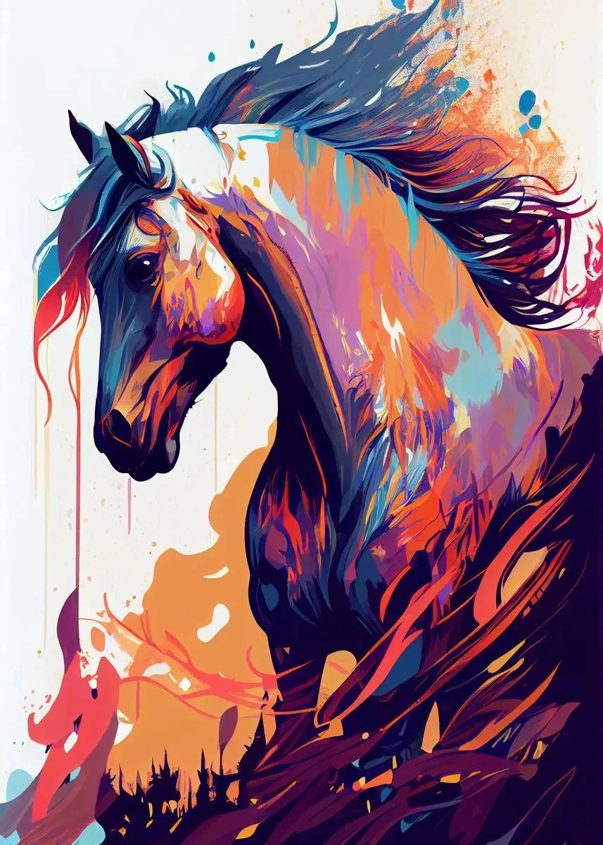 Classic Animal Running Horse Sunset Landscape Art Poster Canvas Painting Wall Prints Picture for Living Room Home Decor