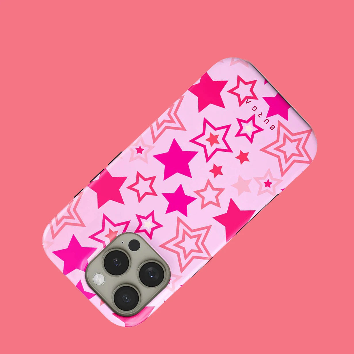 Pink Full Screen Stars BURGA Phone Case for iPhone 16 15 14 13 12 11 X XS XR XSMAX 7 8 Pro Max Plus Double-layer Back Cover