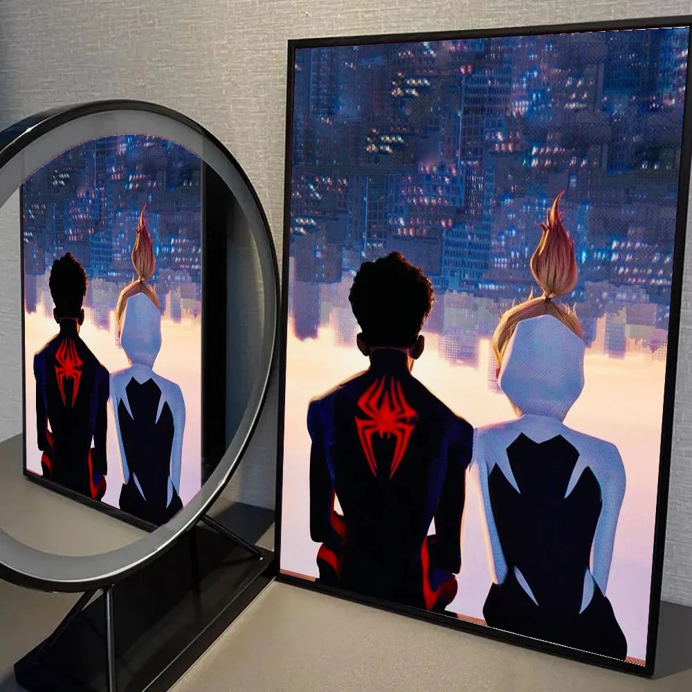 1pc D-Disney S-Spider Man Across The Spider Verse Poster Self-adhesive Art Waterproof Paper Sticker Wall Decor