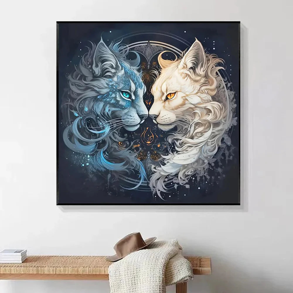 HUACAN Diamond Mosaic Cat Full Square Round Drill Embroidery Animal New 2024 Kits Decorative Paintings