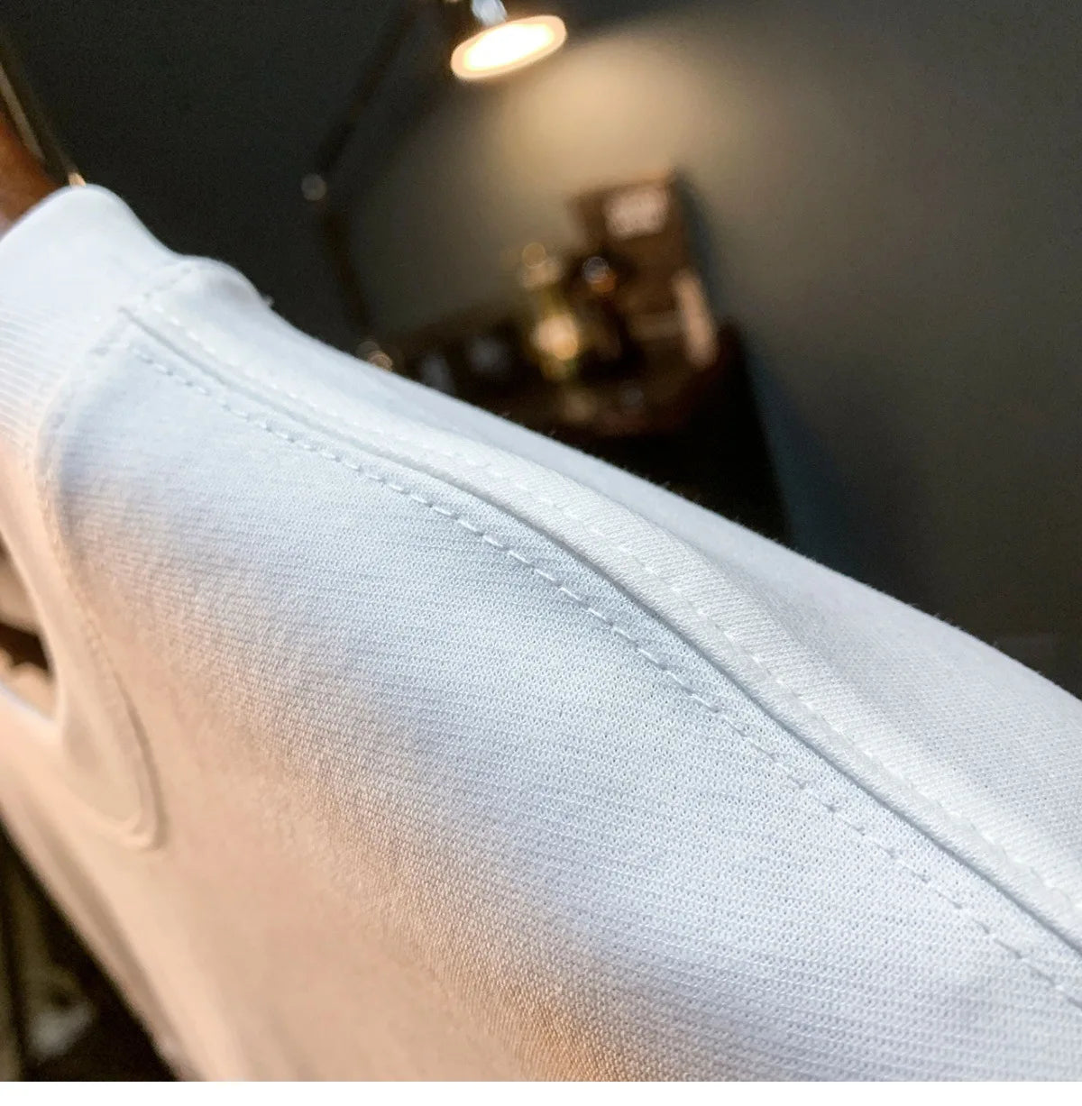 2025 Summer thin fashion high-end printed T-shirt men's 2025 trend embroidered paint splashed short sleeved top