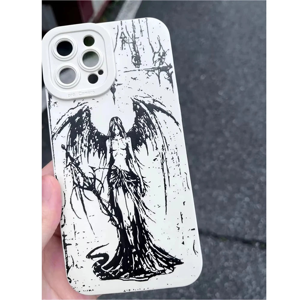 Luxury Clmj BURGA Black Angel Death demon Phone Case for Oppo Realme 11 10 9 9i C55 C53 C30 C35 C33 C31 C21Y C21 Pro 4G 5G Cover