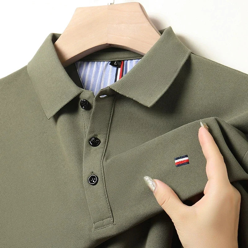2025 New Cotton Summer Men's Casual Fashion Versatile Polo Shirt Breathable and comfortable embroidered top