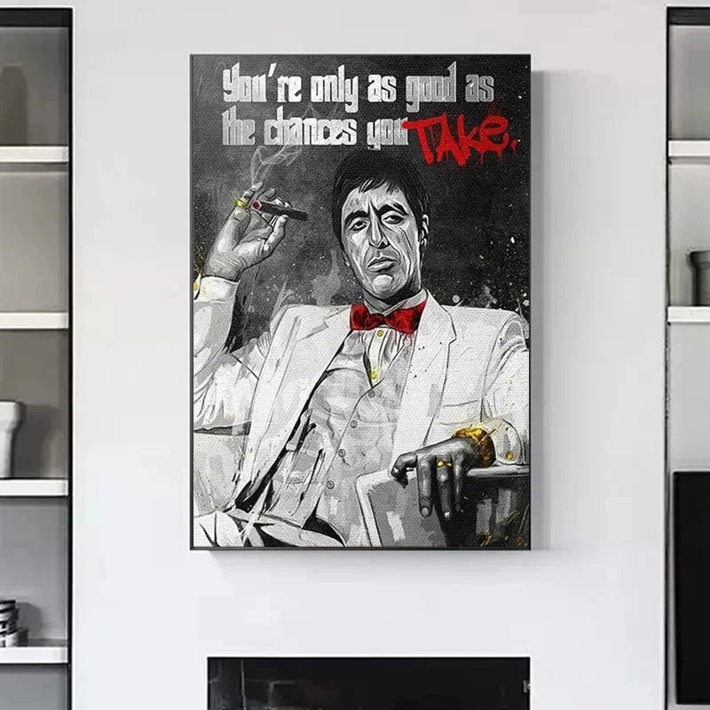 Scarface Tony Montana Series Motivational Quote Dollars/Money/Cash Canvas Painting Wall Pictures Bedroom Office Home Decoration