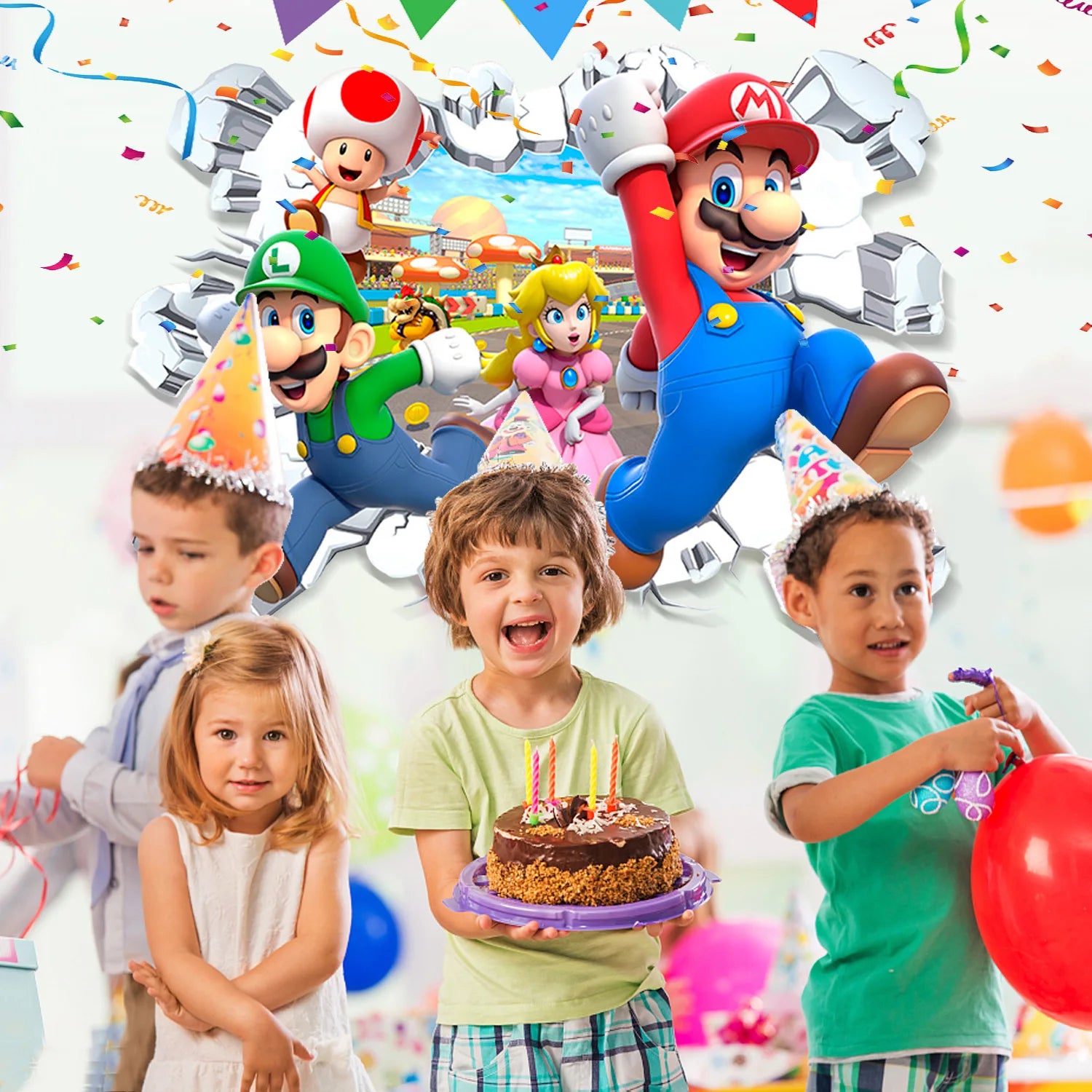 Mario Wall Stickers, 1 Pcs Decal for Party Decorations or Huge Posters for Boys Room Nursery Livingroom and Door (14'' x 23.2'')