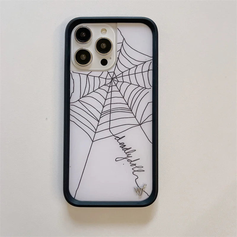Wildflower 3D web English Skull Head Phone Case for iPhone 16 15 14 13 12 Pro Max Plus 16pro STAR WF Cute Cartoon Cover Funda