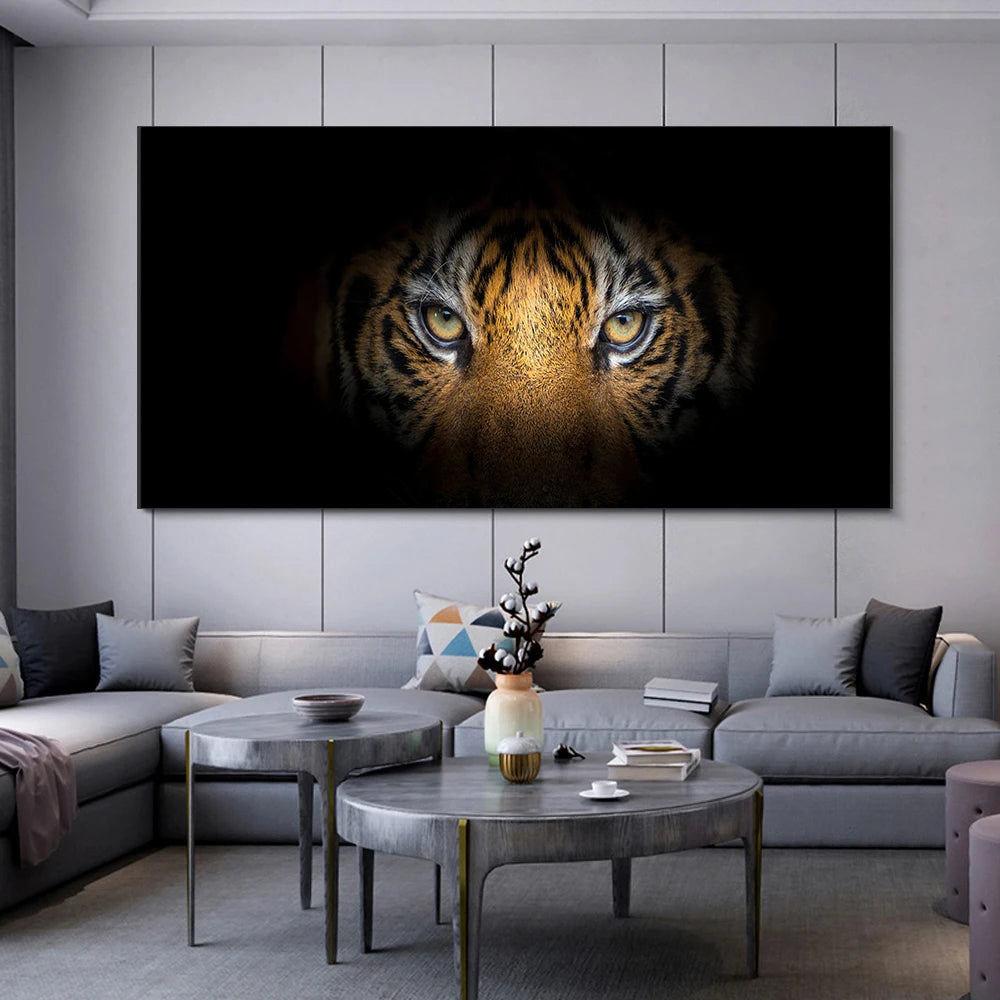 Modern Prints Canvas Art Black and White Tiger Head Painting Wall Art Posters Animal Art Picture Cuadros For Home Decor