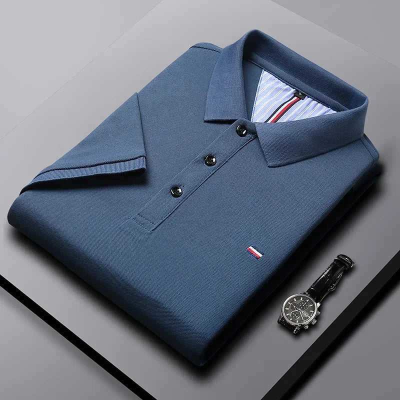 2025 New Cotton Summer Men's Casual Fashion Versatile Polo Shirt Breathable and comfortable embroidered top