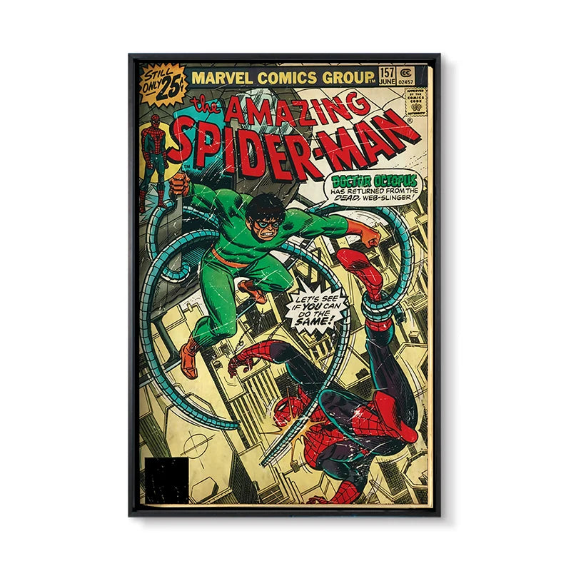 Marvel Super Hero Decorative Painting Anime Spider Man Art Poster Retro American Film Mural Home Childrens Room Wall Decor Print