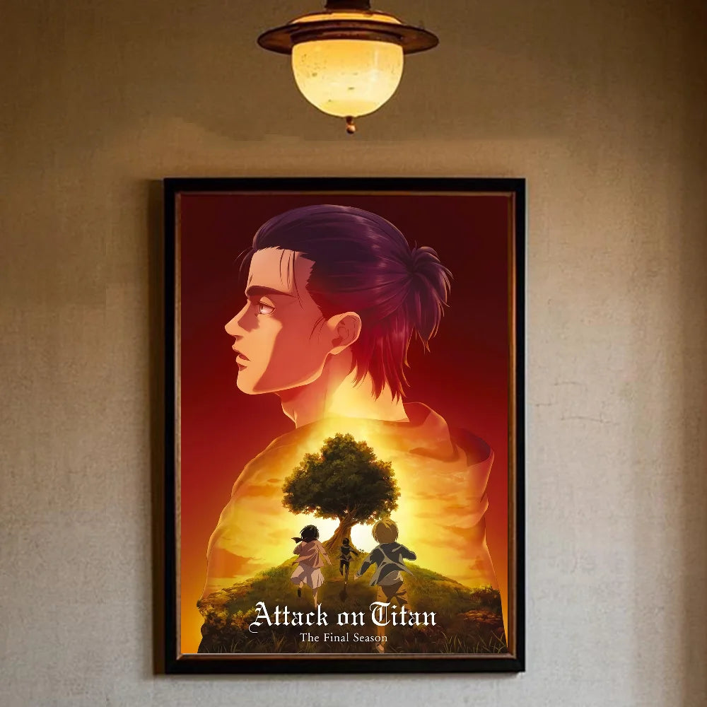 A-Attack on Titan Poster art sticky wall waterproof home living room bedroom bar aesthetic decoration