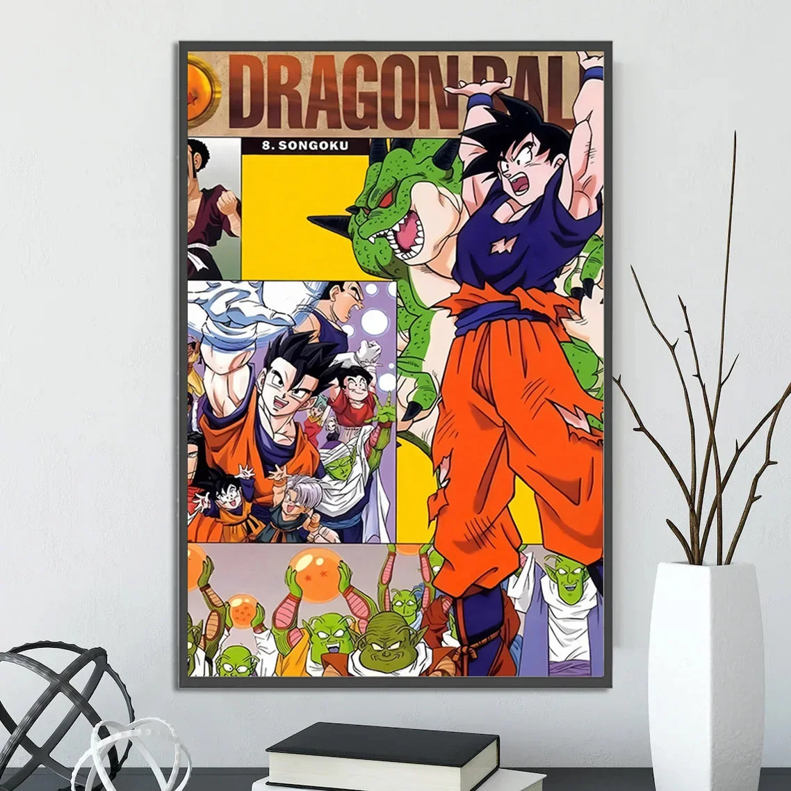 Dragon Ball Self-adhesive Poster Saiyan Goku Anime Wallpapr Figures Home Decoration Painting Pictures Wall Art Birthday Gift