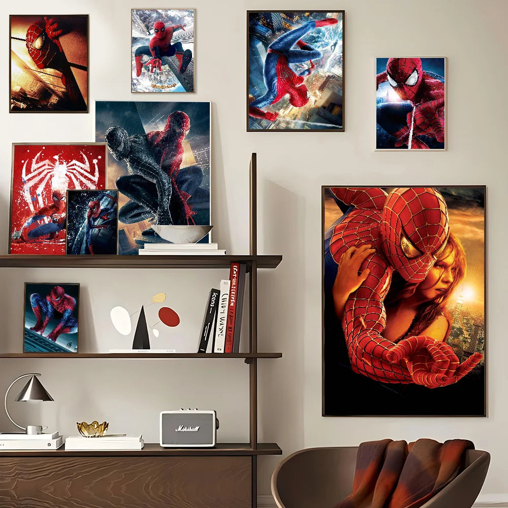 TOMY Spiderman Anime Posters Sticky HD Quality Wall Art Retro Posters For Home Room Wall Decor