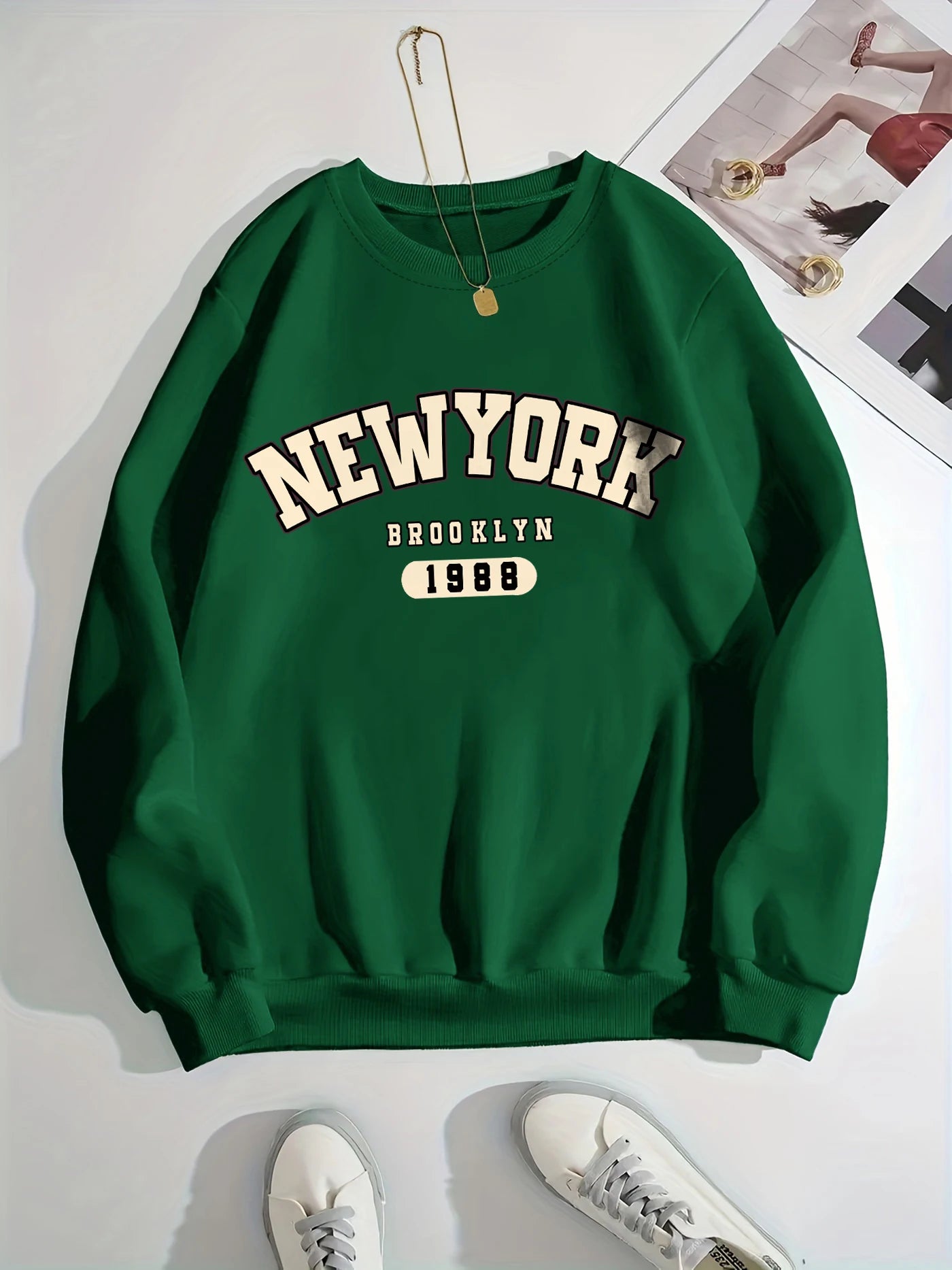 letter print sweatshirt, crew neck casual sweatshirt for winter & fall, women's clothing.