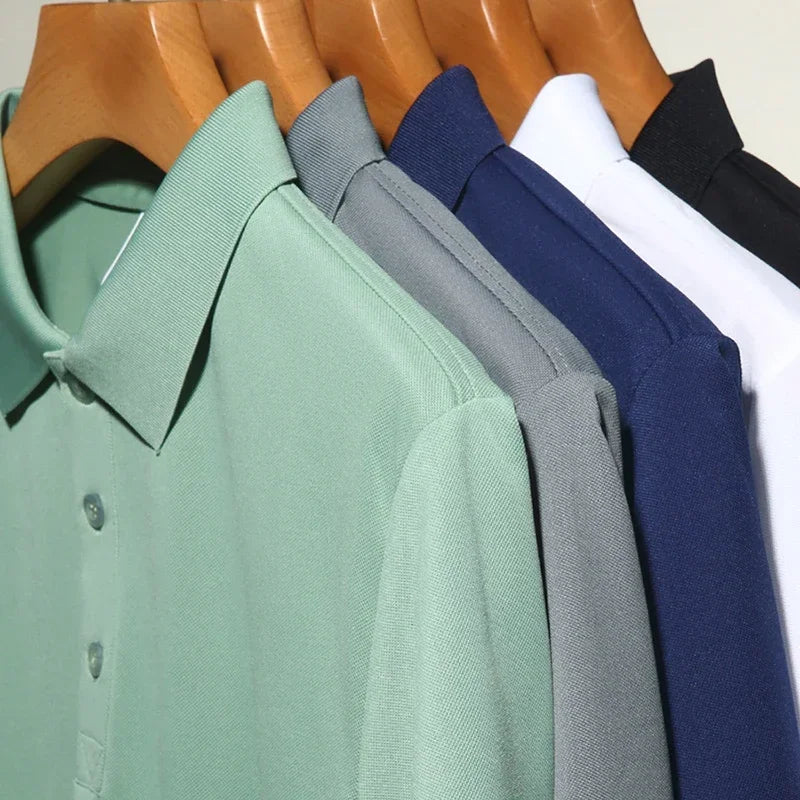 New Men's Fashion Solid Short Sleeved Polo Shirt Summer Breathable Comfortable Top
