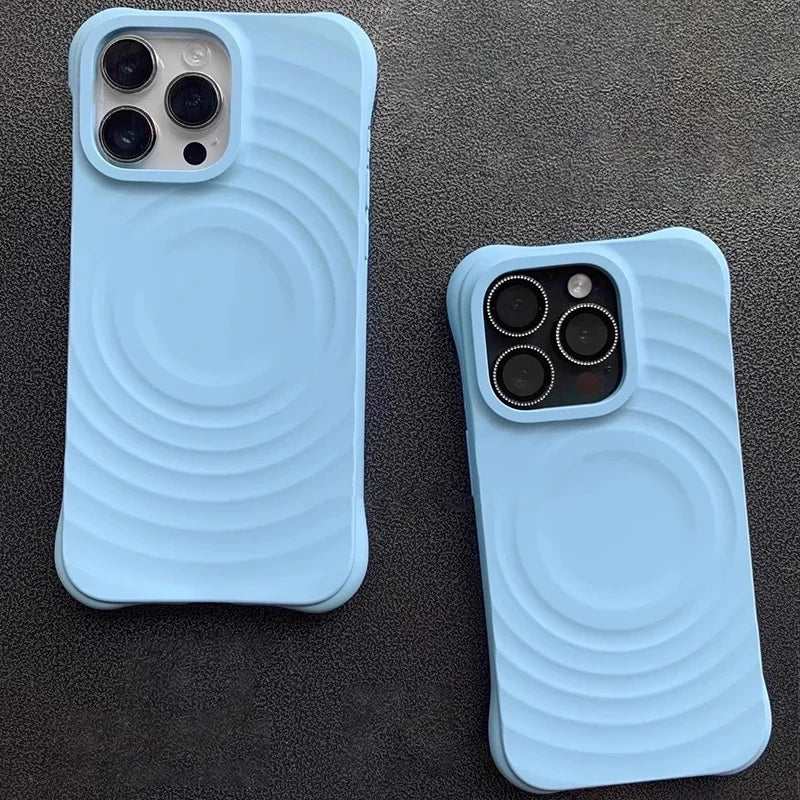 Ripple Silicone Engraved Letters Magnetic Phone Case Cover for IPhone 12 13 14 15 Pro Max Case for IPhone 15 Pro Max