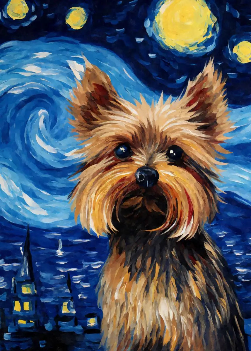 Starry Night Cute Animals Poster Cat Dog Axolotl Platypus Canvas Painting Abstract Wall Art Exhibition Living Room Home Decor