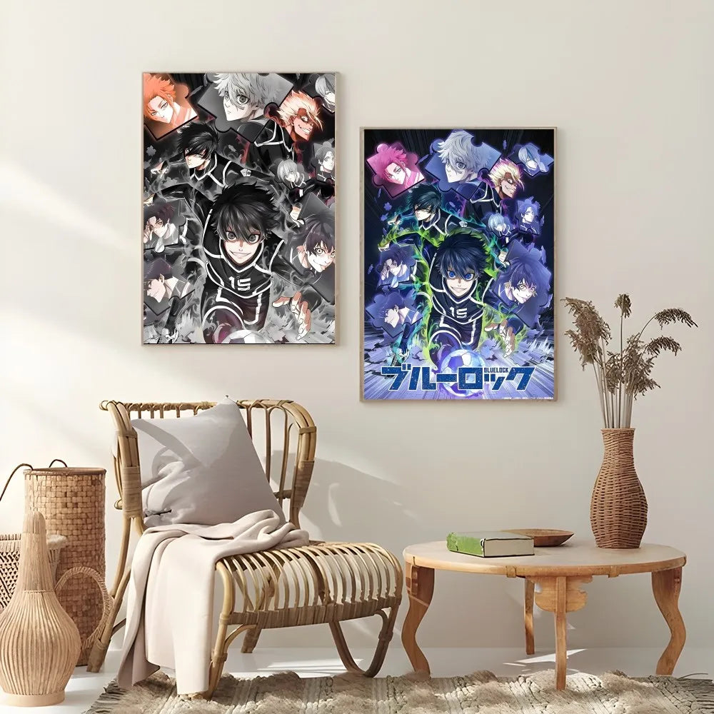 Anime B-BLUE LOCK Football Catoon Poster Corridor Wall Art Printing Waterproof Home Living Bed Room Decor