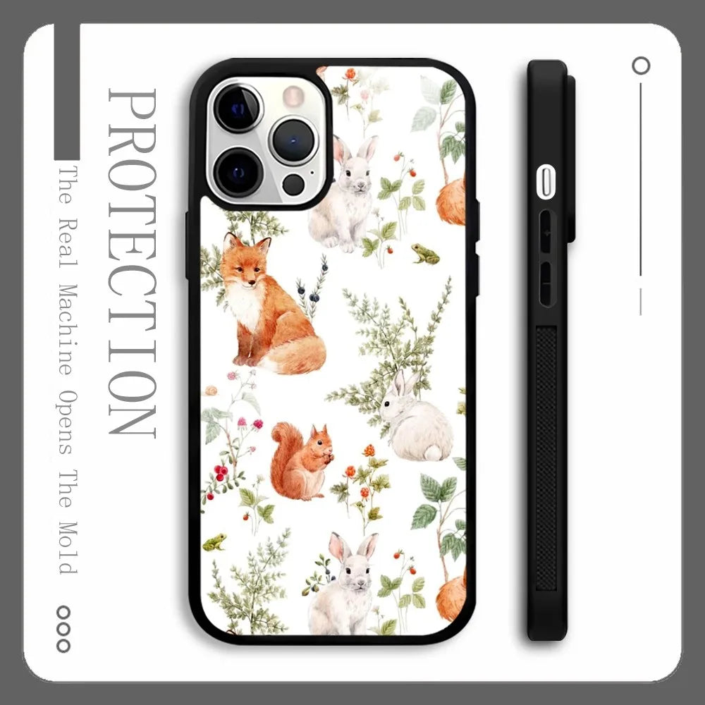 Wildflower Swan Rabbit Dog Phone Case For IPhone 16 15 14 13 12 11 Pro Xs Max Mini Plus Celulares Hard Funda
