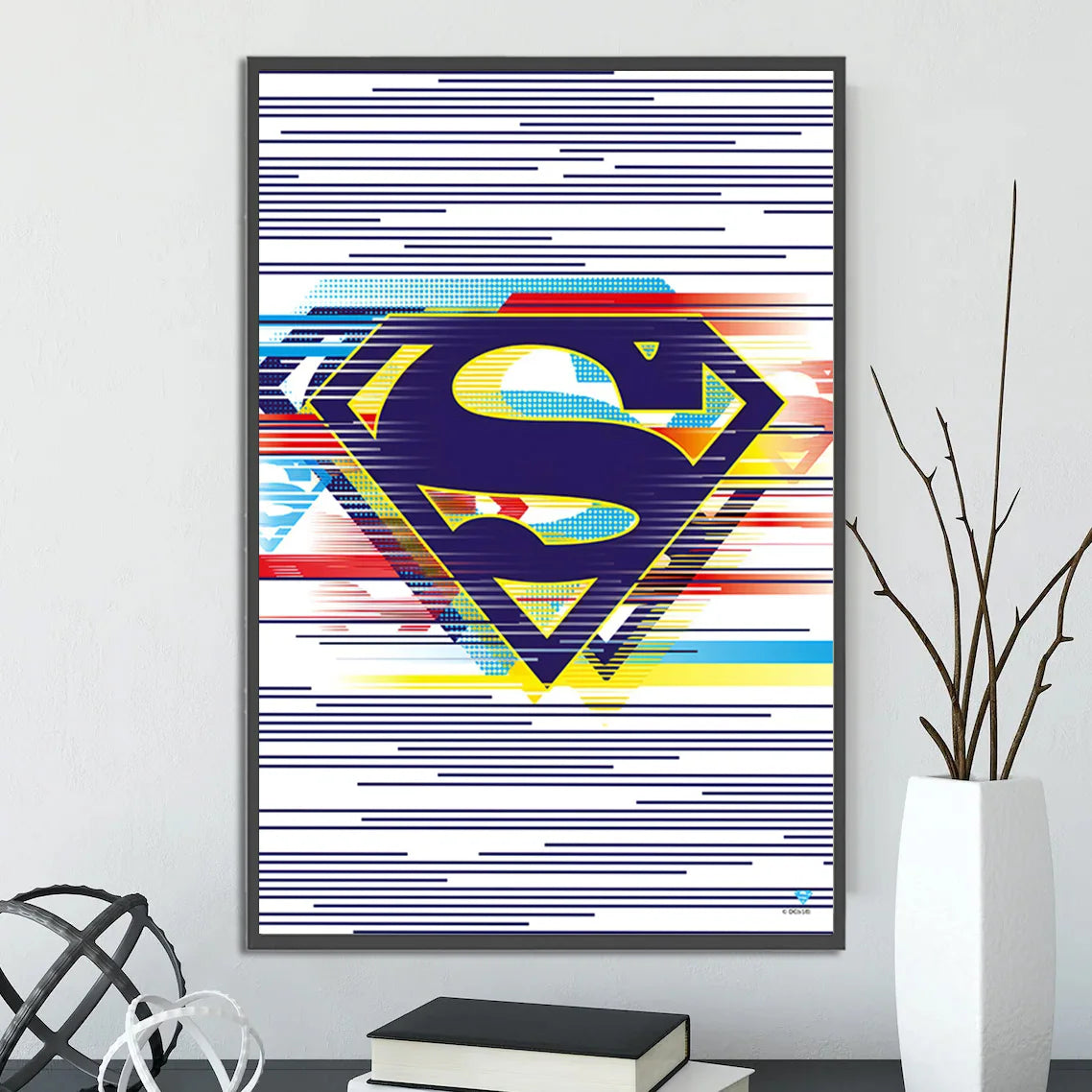 DC Superman Logo Self-adhesive Poster Movie Wallpaper Figures Home Decoration Painting Wall Art Batman Room Decor Kids Gift