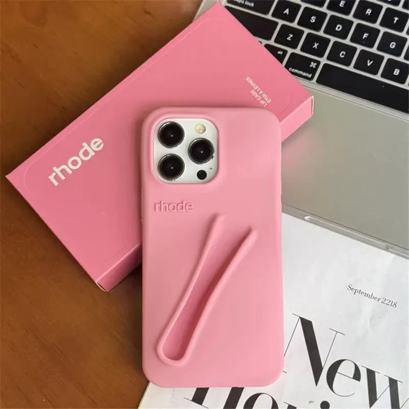 Lipstick Soft Silicone DIY Rhode Phone Case For iPhone 16 15 14 13 12 11 Pro Max Plus Portable Lip Gloss Holder Ins Hot Cover