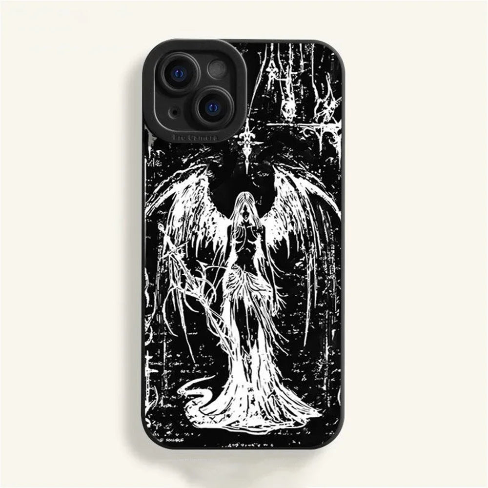 Luxury Clmj BURGA Black Angel Death demon Phone Case for Oppo Realme 11 10 9 9i C55 C53 C30 C35 C33 C31 C21Y C21 Pro 4G 5G Cover