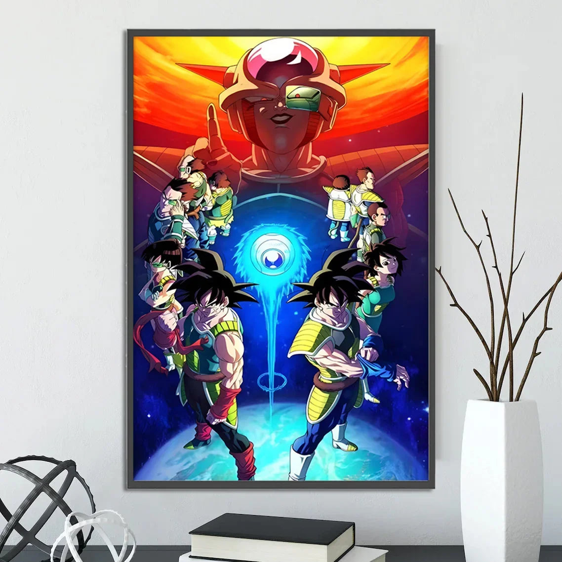 Dragon Ball Self-adhesive Poster Super Saiyan Goku Anime Wallpapr Vegeta Home Decoration Painting Wall Art Kid Birthday Gift