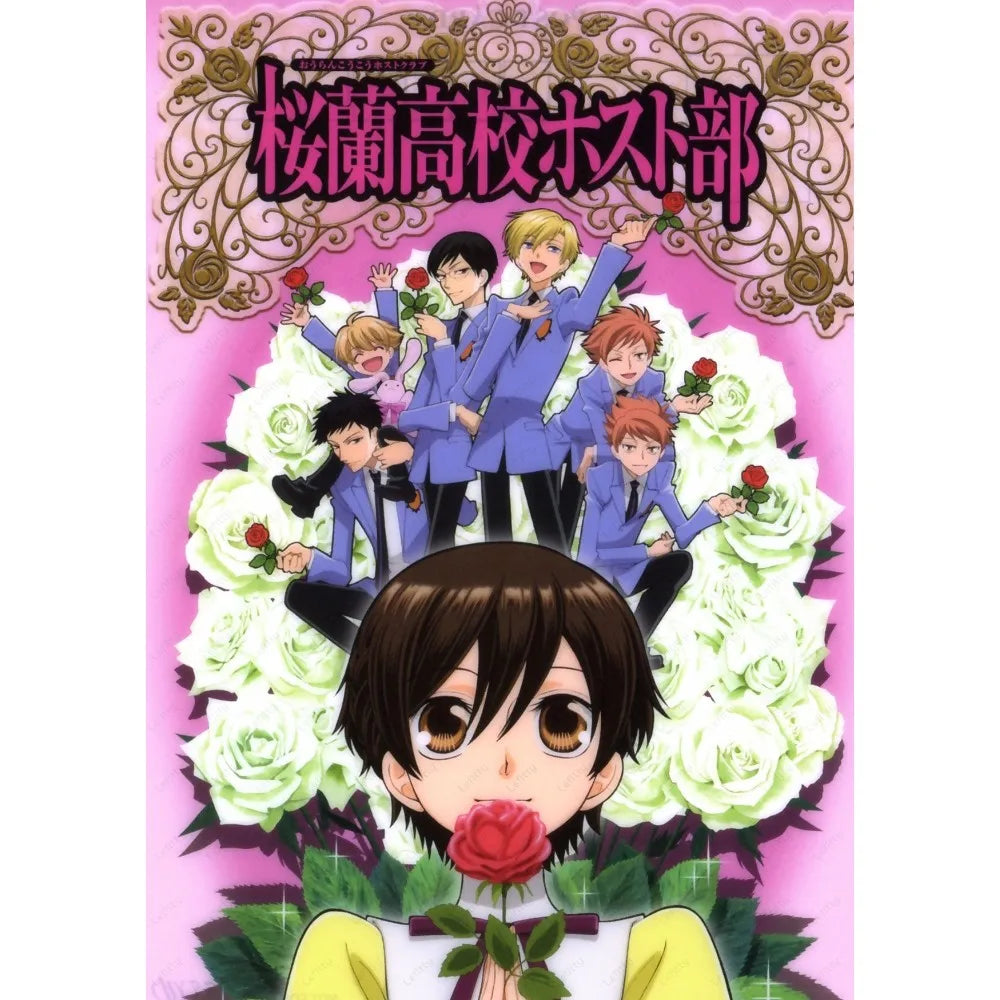 Anime Ouran High School Host Club Pink Poster Sticky Wall Art Printing Waterproof Home Living Bed Room Bar Aesthetic Decor