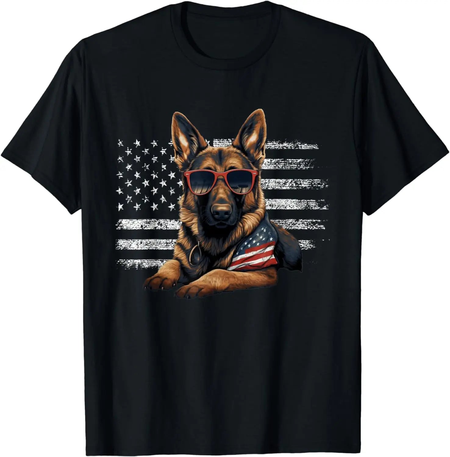 German Shepherd 4th Of July Shirt Men Women USA Flag T-Shirt