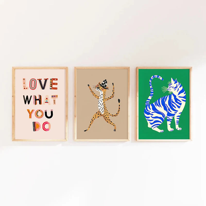 Cute Cartoon Colorful Animal Poster Children's Room Field Nursery Kindergarten Decoration Canvas Home Wall Art