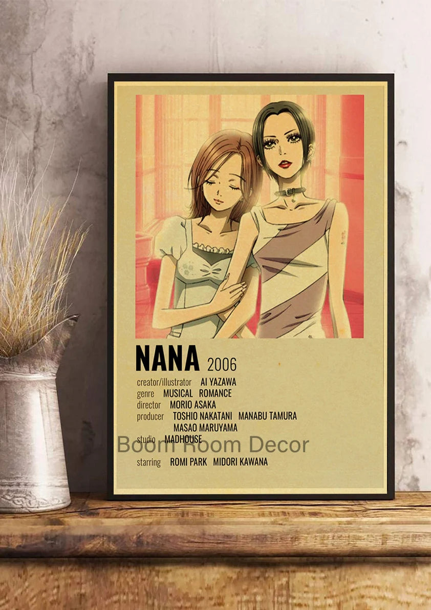 Hot Anime Posters NANA Retro Kraft Paper Sticker Poste 2021 Arrivals Bar Cafe Decor Nostalgia Gift Funny Prints Wall Paintings