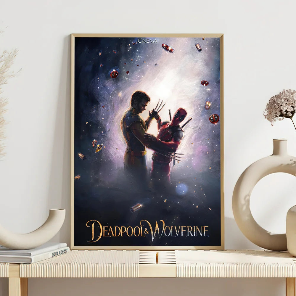 Movie Deadpool W-Wolverine Poster Self Adhesive Painting Living Room Office Decoration Bedroom Home Wall Sticker Prints