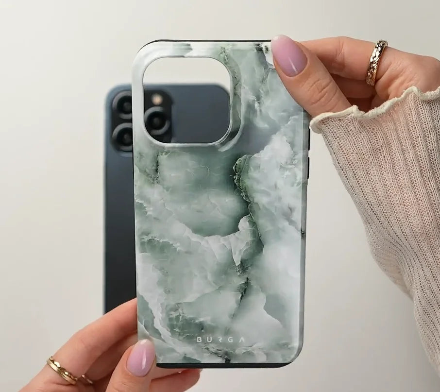 Green Jade Pattern BURGA Phone Case for iPhone 16 15 14 13 12 11 X XS XR XSMAX 7 8 Pro Max Plus Luxury Double-layer Back Cover