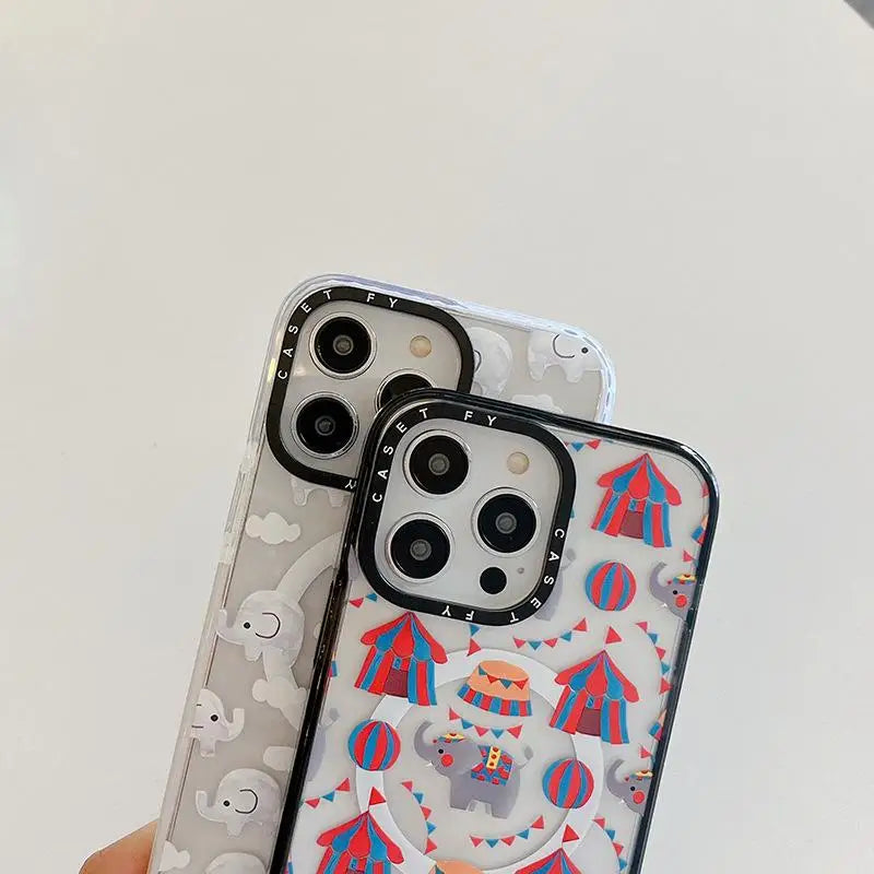 Circus Elephant Suitable for Apple iPhone 16 ProMax Magnetic Phone Case 15 Trendy Brand 14 13 Anti-fall
