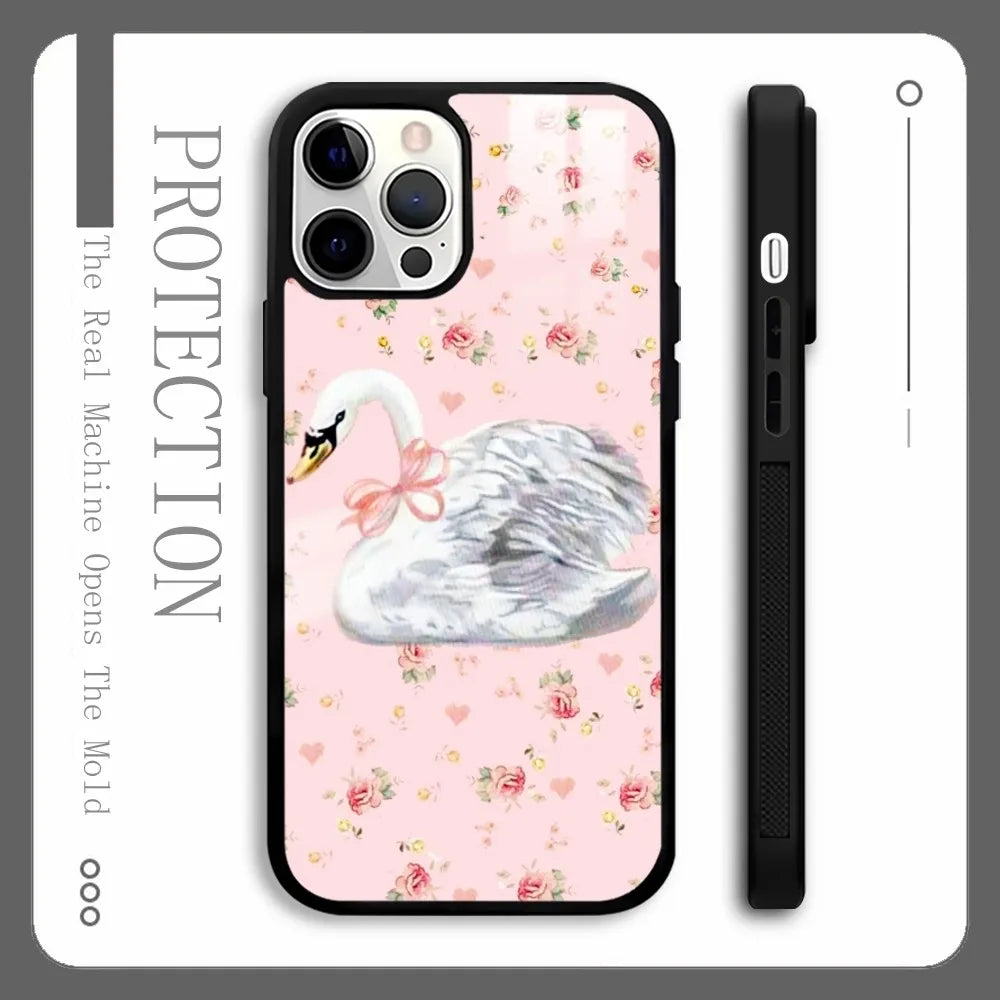 Wildflower Swan Rabbit Dog Phone Case For IPhone 16 15 14 13 12 11 Pro Xs Max Mini Plus Celulares Hard Funda
