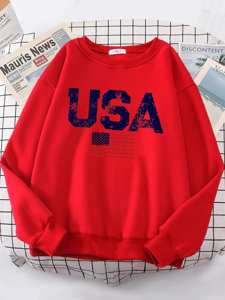USA Letters American Flag Stars And Stripes Women Hoody Street Oversize Hoodies Personality Warm Hoodie hip hop Soft Clothes
